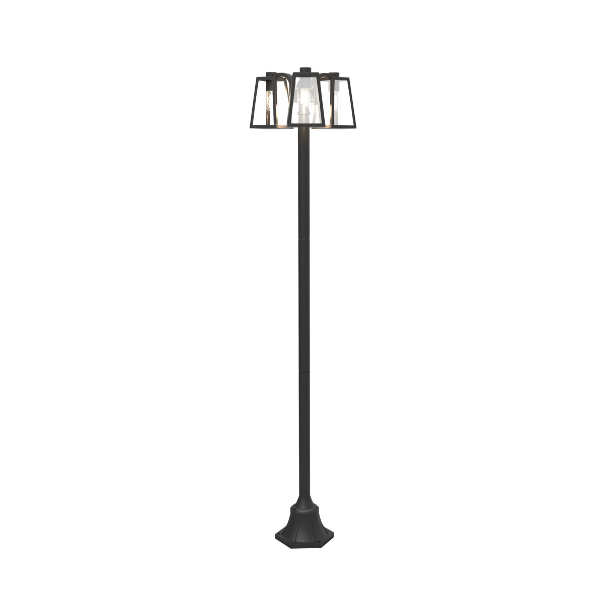 CGC LOUIE Black Modern Outdoor Lantern Tall Three Head Post Light 1.9m