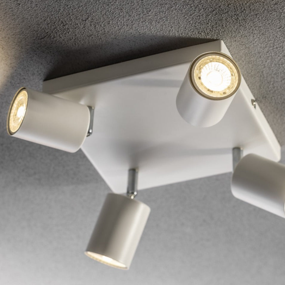 Light up your room with our Jack 4 Light Spotlight Plate, with 4 adjustable light heads allowing you to efficiently provide your space with personalised task lighting to resolve all your lighting needs. Finished in white, this retro inspired ceiling light adds a warm touch of colour to your room, creating the perfect accent lighting feature