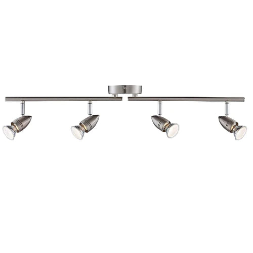 CGC KIT 4 Head GU10 Satin Stainless Steel Ceiling Split Bar Light Spotlight