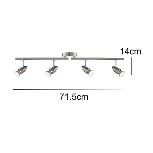 CGC KIT 4 Head GU10 Satin Stainless Steel Ceiling Split Bar Light Spotlight