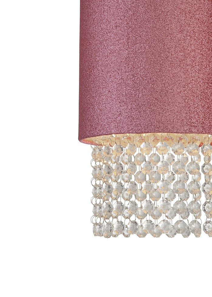 CGC SAVANNAH Pink Glitter Easy Fit Lamp Shade with Acrylic Drops