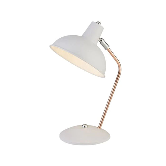 Our white and copper metal table lamp is sleek and modern in appearance. This fabulous lamp is a must have for homes wanting to inject a boost of colour. A beautifully modern design perfect for offices and brightening up darker corners of modern living or dining rooms.