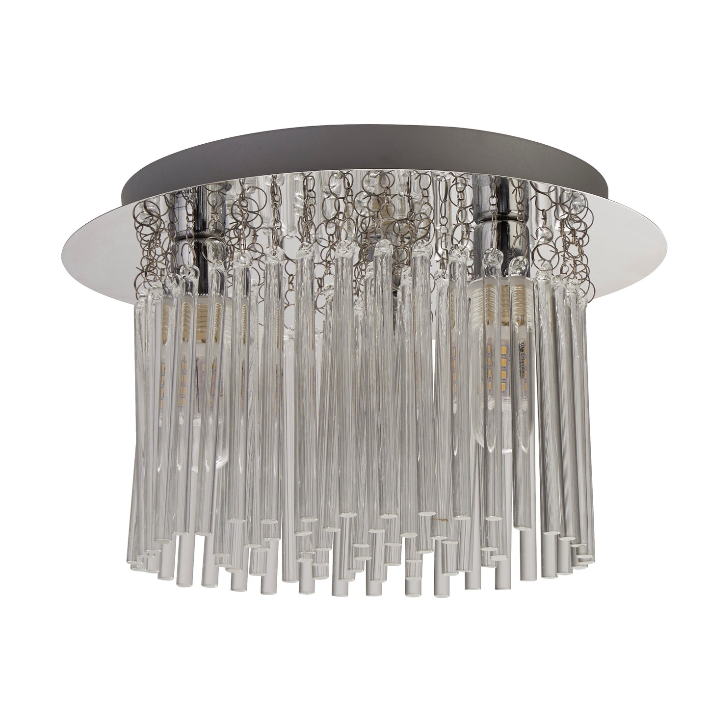 CGC TAYMA Chrome & Crystal Droplet Round Ceiling Light IP44 Suitable For Bathrooms