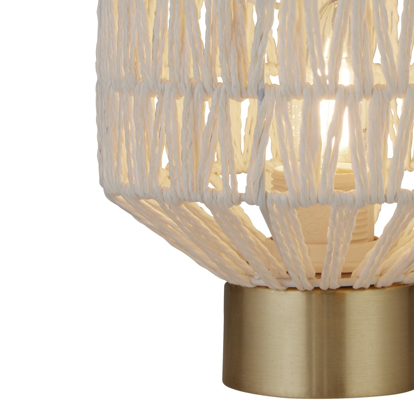 CGC WOVEN White Woven Table Lamp with Gold Base