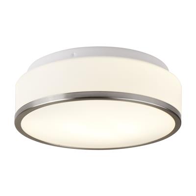CGC CHESS Satin Silver & Glass Shade Flush Ceiling Light