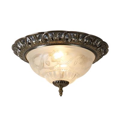 CGC DERBY Flush Ceiling Light - Antique Brass & Glass