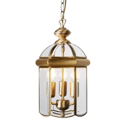CGC BEVELLED Antique Brass & Glass Lantern Domed Pendant