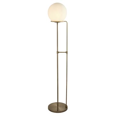 CGC SHPHERE Floor Lamp - Antique Brass with Opal Glass Shade