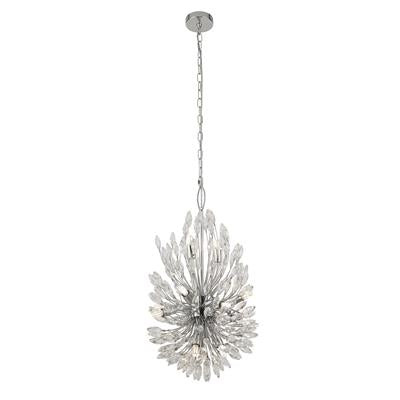 No matter where is hung, the Peacock chandelier will create a stunning centrepiece. As a focal point in any room, it's a mix of chrome, metal and beautifully cut crystal glass drops. The 14 lights of this chandelier will send light cascading out around any room creating stunning patterns and adding an air of old school elegance.