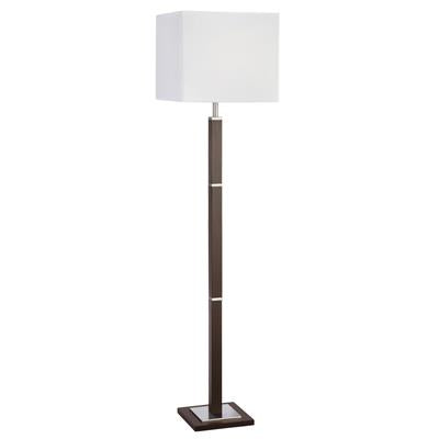 This Waverley floor lamp has a satin silver trim and white shade which complements any modern living space. It has a stylish square-edged dark wood and satin silver finish stand, with an attractive white square shade at the top. And it provides a subtle source of light for any corner of your home.