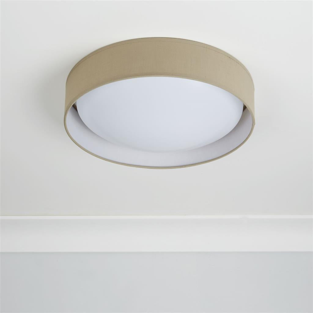 Add this sleek flush light with a brown shade to any ceiling of your home. The simple brown shade will suit any setting and the large light provides a warm white ambient glow. LED's use up to 75% less energy and last up to 20 times longer than incandescent bulbs.