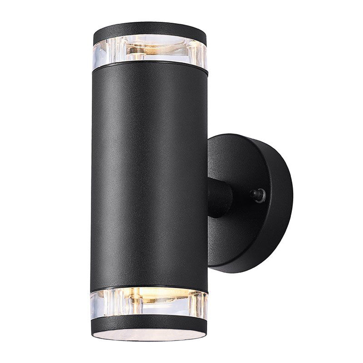 Our Jennifer black outdoor wall mounted up and down cylinder outdoor light would look perfect in a modern or more traditional home design. Outside wall lights can provide atmospheric light in your garden, at the front door or on the terrace as well as a great security solution. It is designed for durability and longevity with its robust material producing a fully weatherproof and water resistant light fitting.