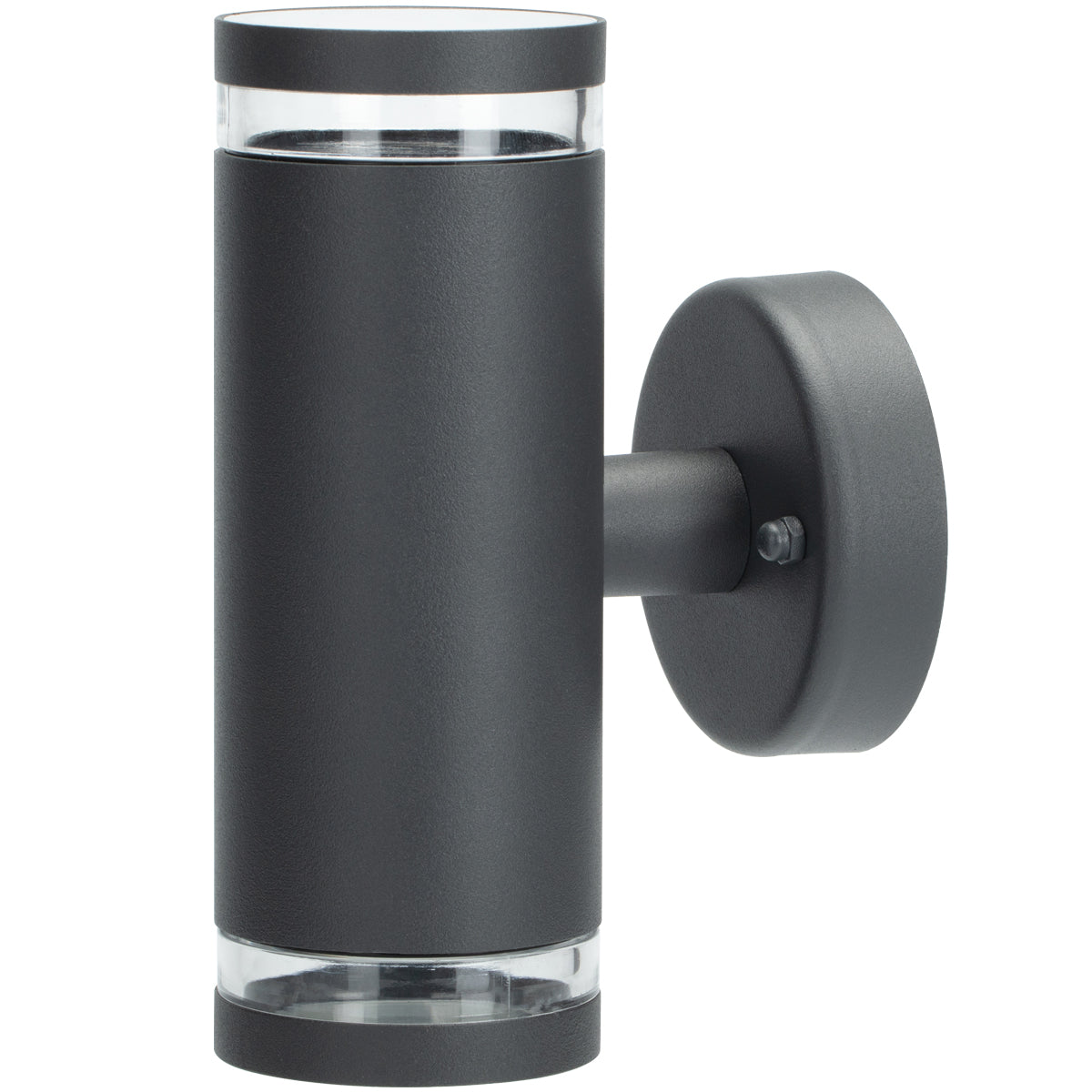Our Jennifer dark grey outdoor wall mounted up and down cylinder outdoor light would look perfect in a modern or more traditional home design. Outside wall lights can provide atmospheric light in your garden, at the front door or on the terrace as well as a great security solution. It is designed for durability and longevity with its robust material producing a fully weatherproof and water resistant light fitting