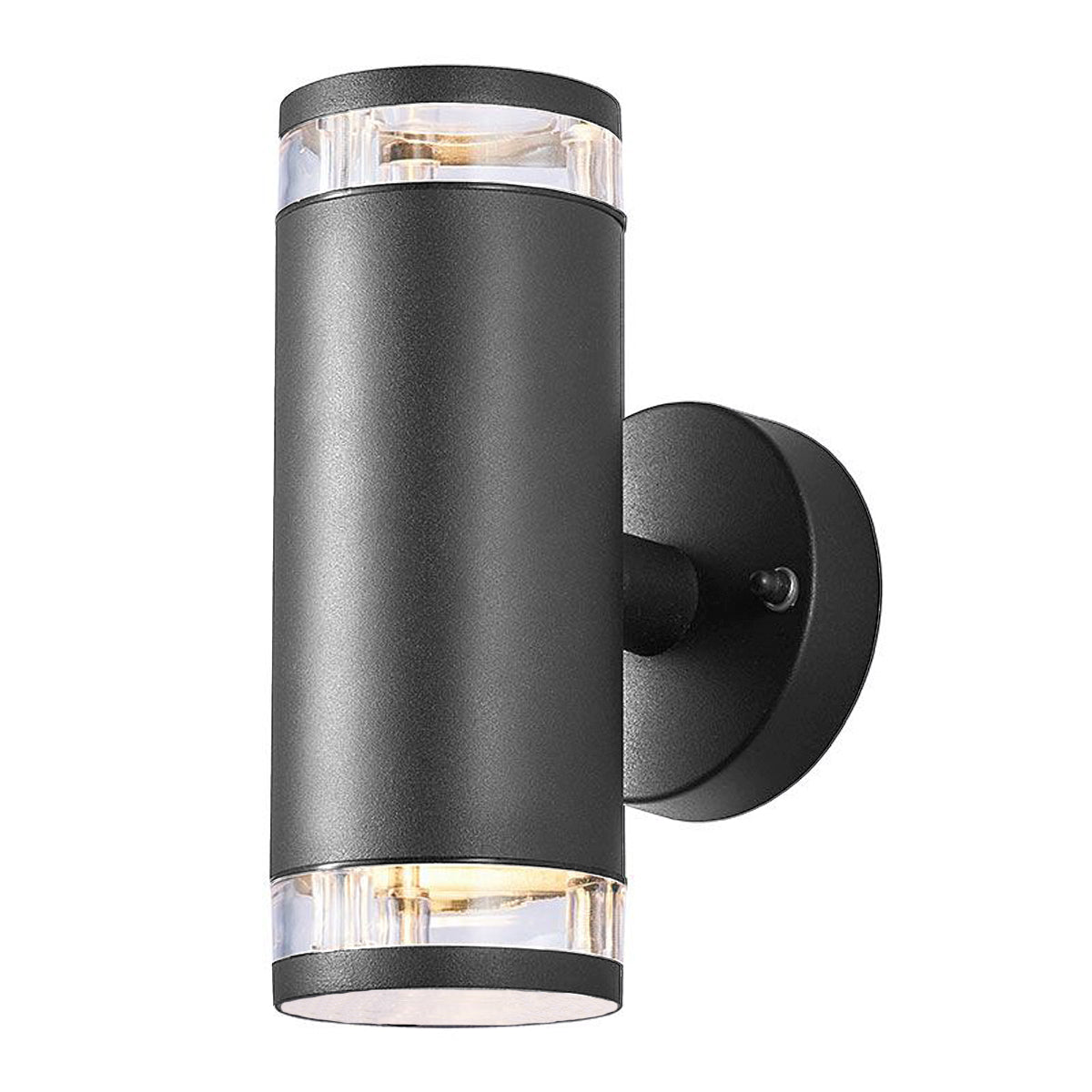 Our Jennifer dark grey outdoor wall mounted up and down cylinder outdoor light would look perfect in a modern or more traditional home design. Outside wall lights can provide atmospheric light in your garden, at the front door or on the terrace as well as a great security solution. It is designed for durability and longevity with its robust material producing a fully weatherproof and water resistant light fitting