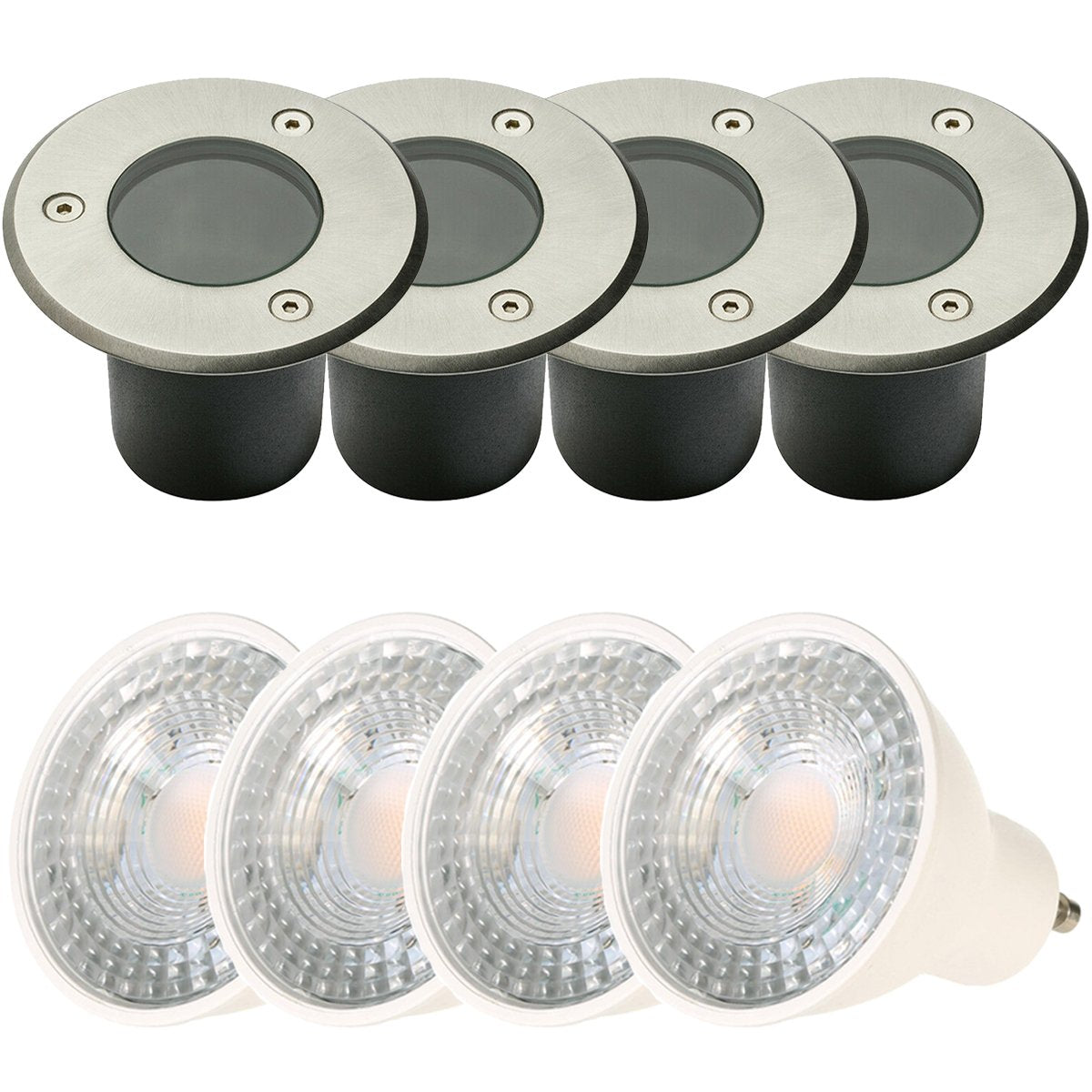CGC NOLA Four Round Small With Bulbs Stainless Steel Inground Or Decking Lights