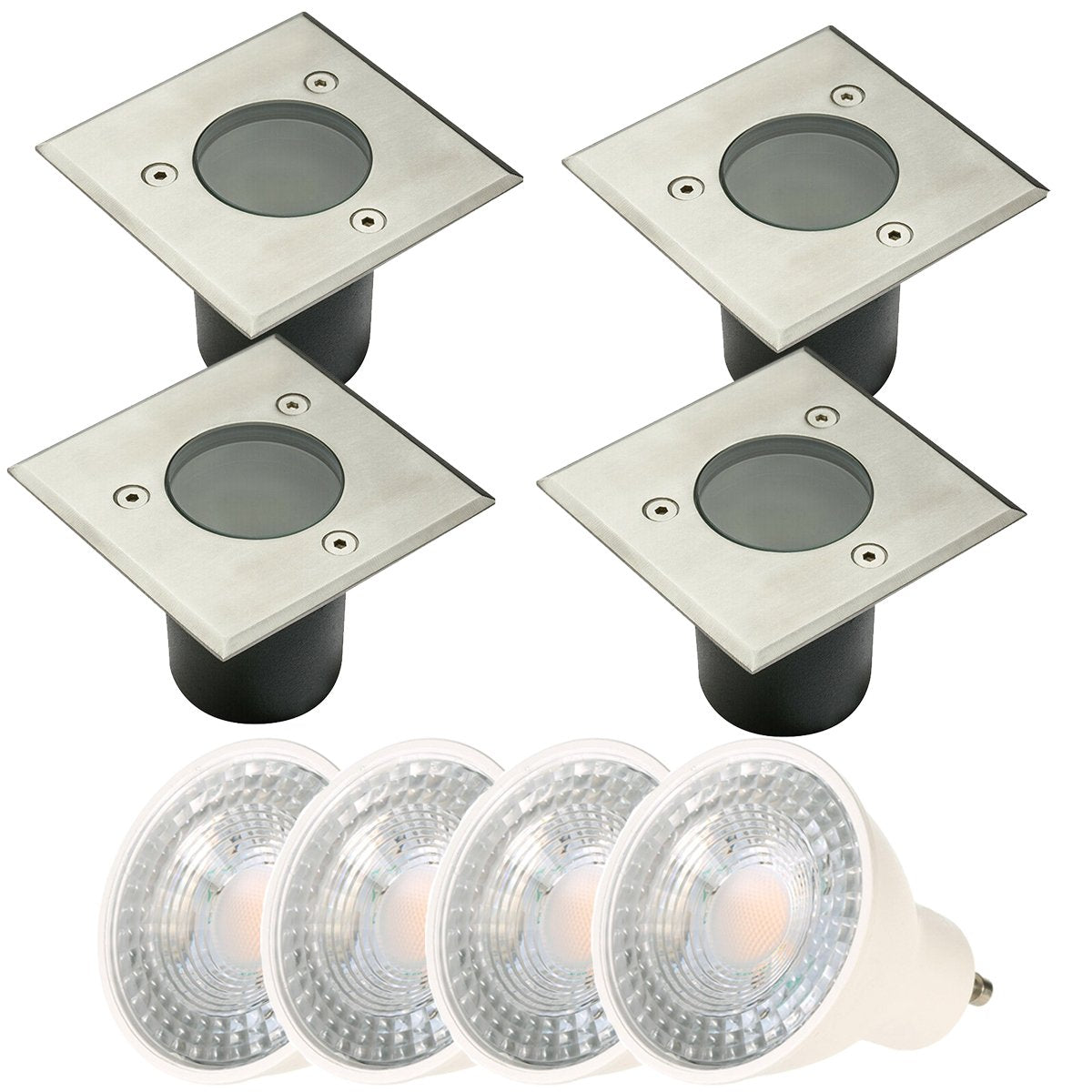 CGC MYAH Four Square Small With Bulbs Stainless Steel Inground Or Decking Lights