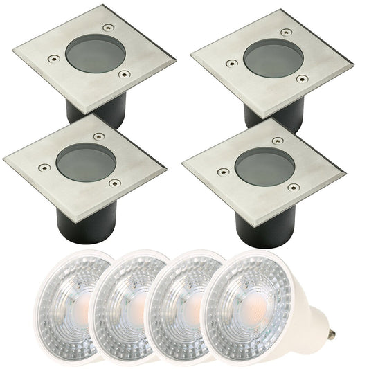 CGC MYAH Four Square Small With Bulbs Stainless Steel Inground Or Decking Lights