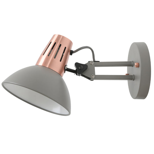 CGC ARTEMIS Grey Wall Light With Brushed Copper Accents