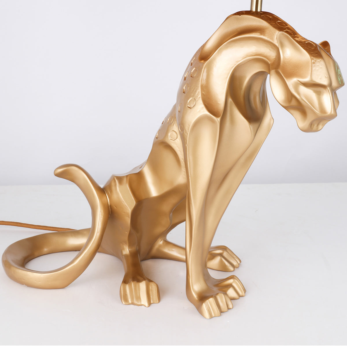 CGC BAGHEERA Gold Leopard Table Lamp With Black Shade