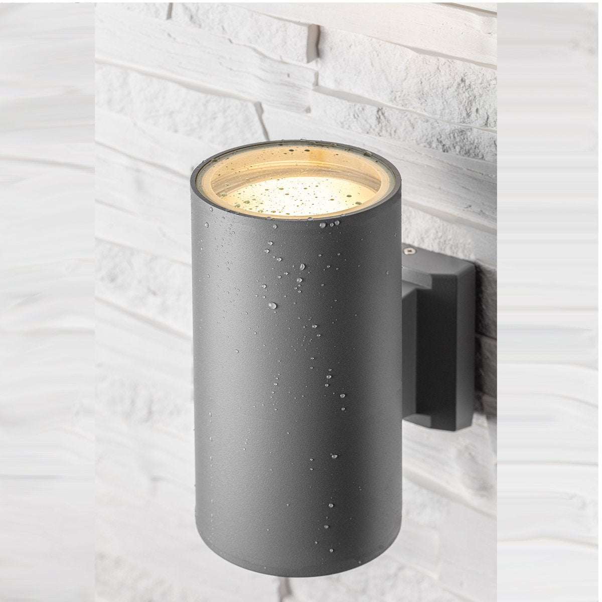 CGC LUAN Matte Grey Large Double Bulb Outdoor Cylinder Wall Light
