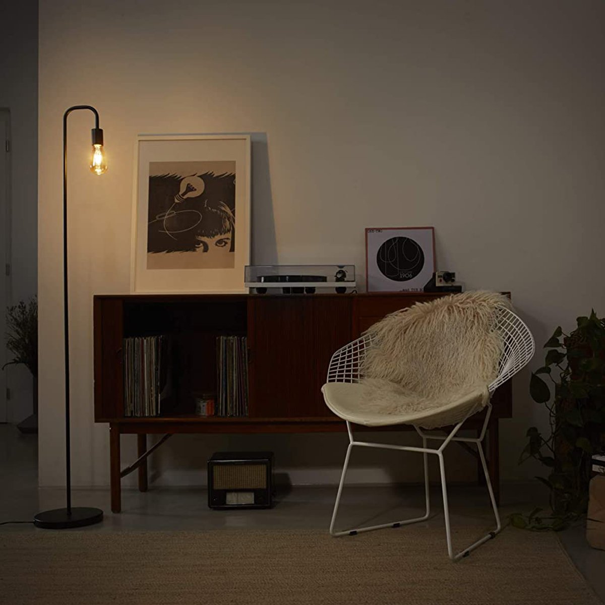 CGC CAITLIN Matt Black Curved Metal Floor Lamp