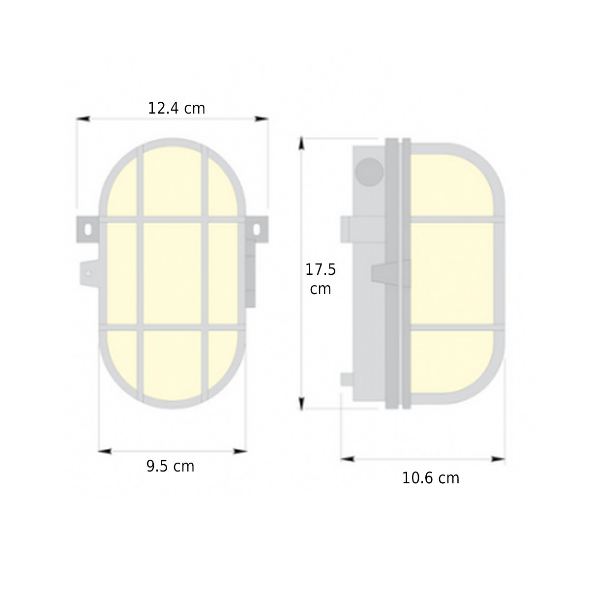 CGC GINA White Oval Plastic Cage Bulkhead Wall Or Ceiling Light