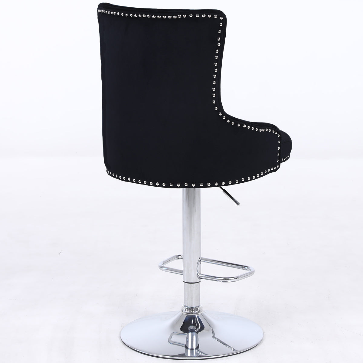 CGC Exclusive Collection - Black Brushed Velvet & Chrome Stand Luxury Adjustable Bar Stool