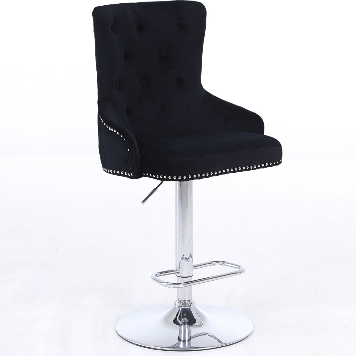 CLAIRE - CGC Brushed Velvet & Chrome Adjustable Bar Stool - Choice of Colours