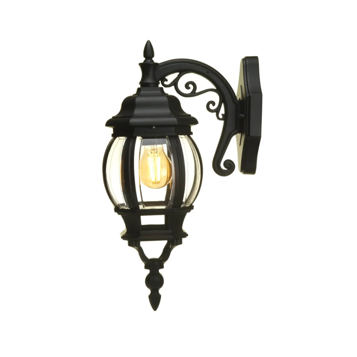 Take a browse through our branded lantern light, Alexa by CGC Interiors. This wall lantern light is styled with sophisticated black intricate detailing and clear glass diffuser, allowing the wall light to fit into any home’s style. What’s more, the lantern’s design is a modern take on a traditional styled wall light, creating a flexible look for interior and exterior use. The addition of the glass shade adds an eloquent appearance when affixed to the wall.