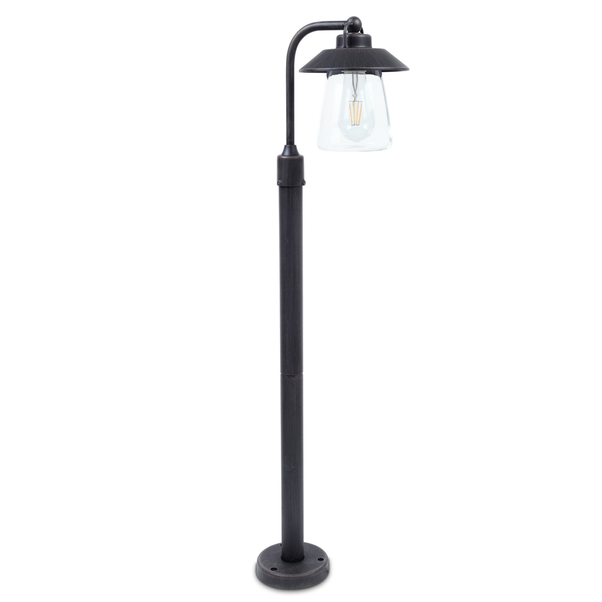 CGC Black & Bronze Vintage Single Post Lantern with Glass Shade
