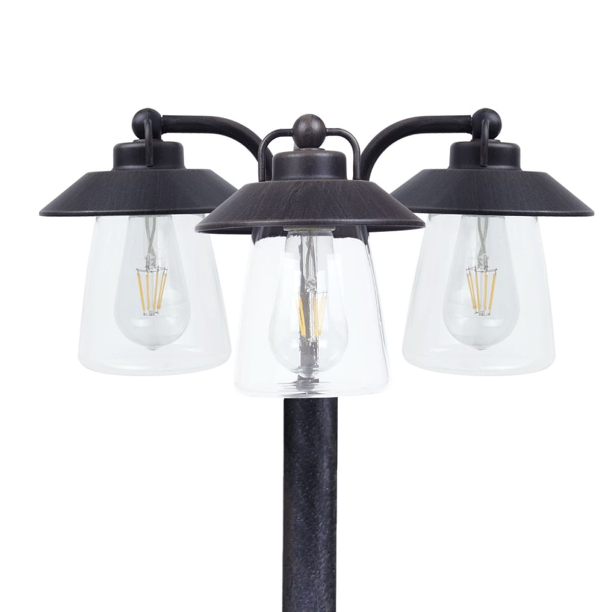 This post light is perfect for lighting in large gardens and parks. The three lamps look like lanterns, which means that the nostalgic charm that emanates from the outdoor light is immediately apparent. Use with an LED bulb to make this light energy efficient.