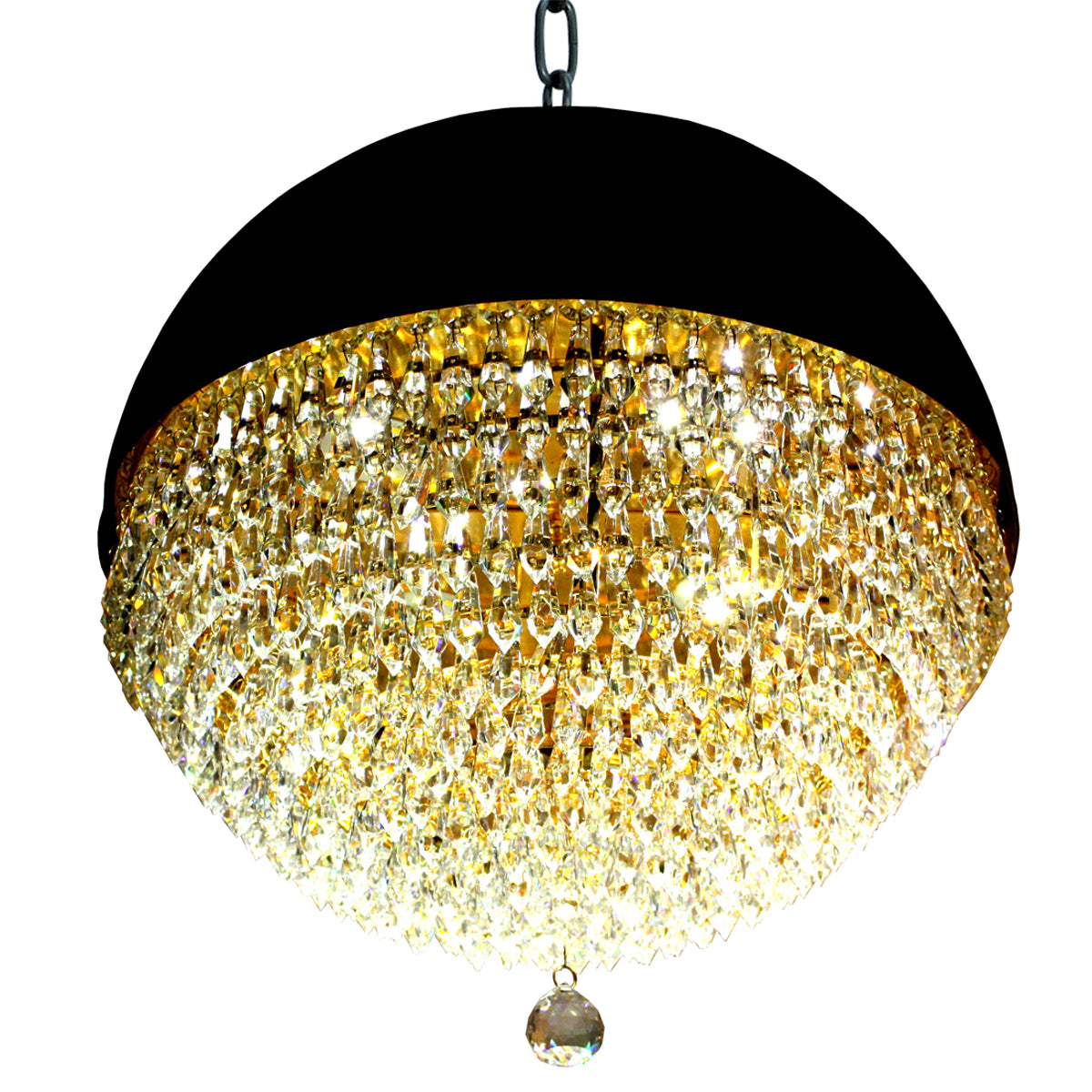 CGC CHARLENE Large Black & Crystal Globe Pendant Light