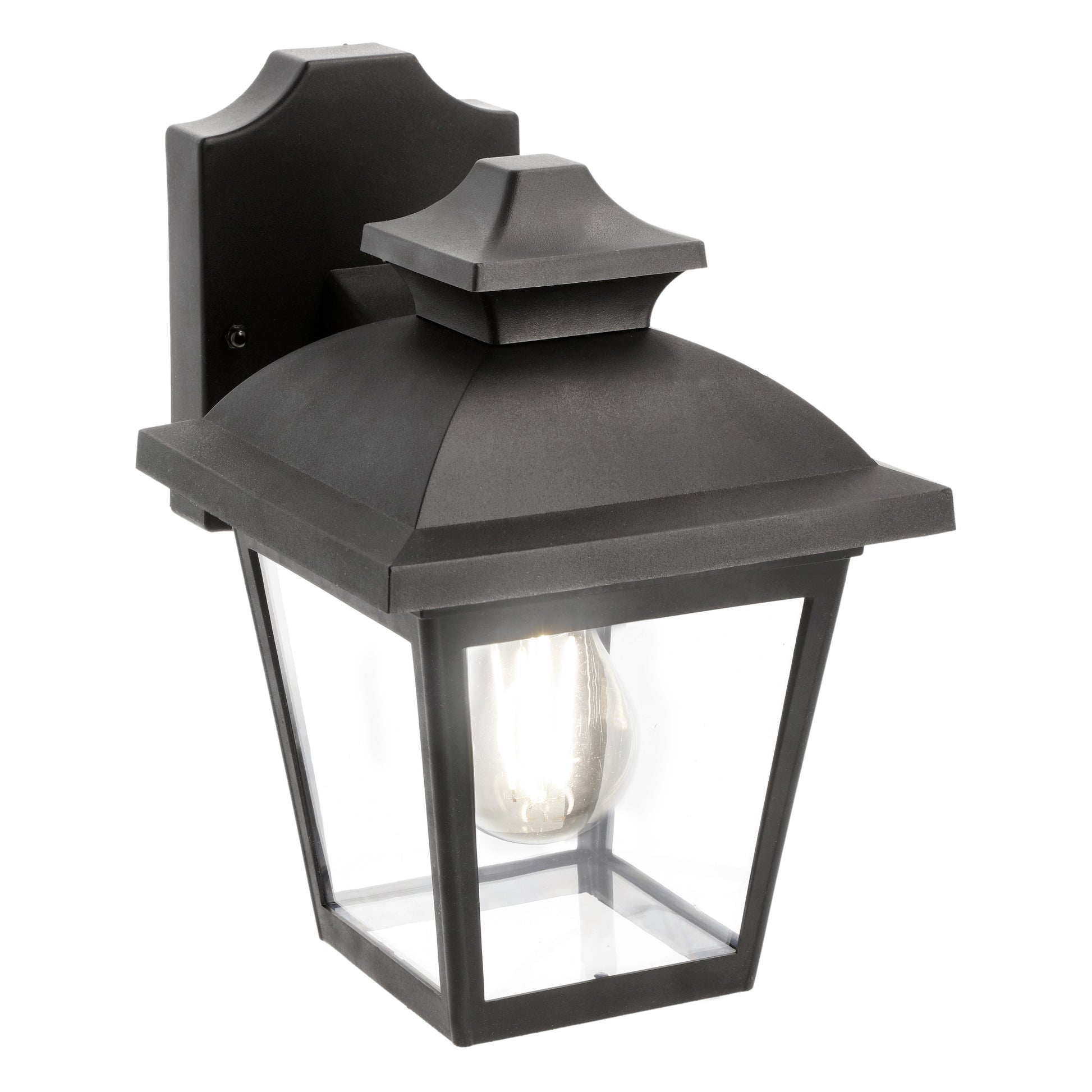 Our Hope lantern wall light delivers on style and durability and is a smart choice for your exterior lighting. With its black polycarbonate construction teamed with polycarbonate panes, this lantern is hardwearing and rust and weatherproof. Built for life outdoors, it has an IP44 rating which means it can withstand the harshest of weather conditions. For sophisticated yet robust outdoor lighting, our Yasmin black outdoor traditional lantern is a strong contender.