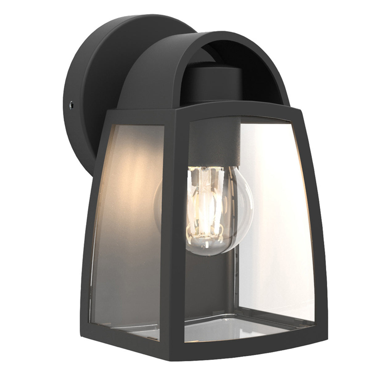 CGC KELSEY Black Wall Lantern With Clear Glass Diffuser