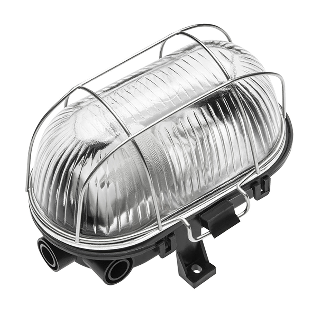 Our industrial style caged outdoor cage light is made from a high-quality polycarbonate body which is weather and rust proof and is complete with a prismatic glass diffuser and protective cage