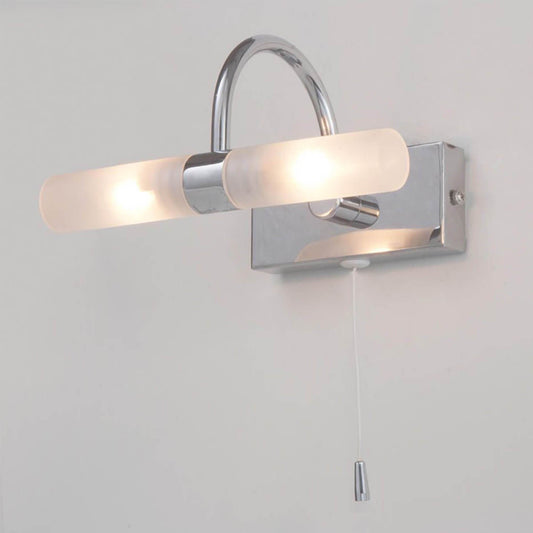 CGC NATALIE Chrome Curved Over Mirror Wall Light With Pull Cord