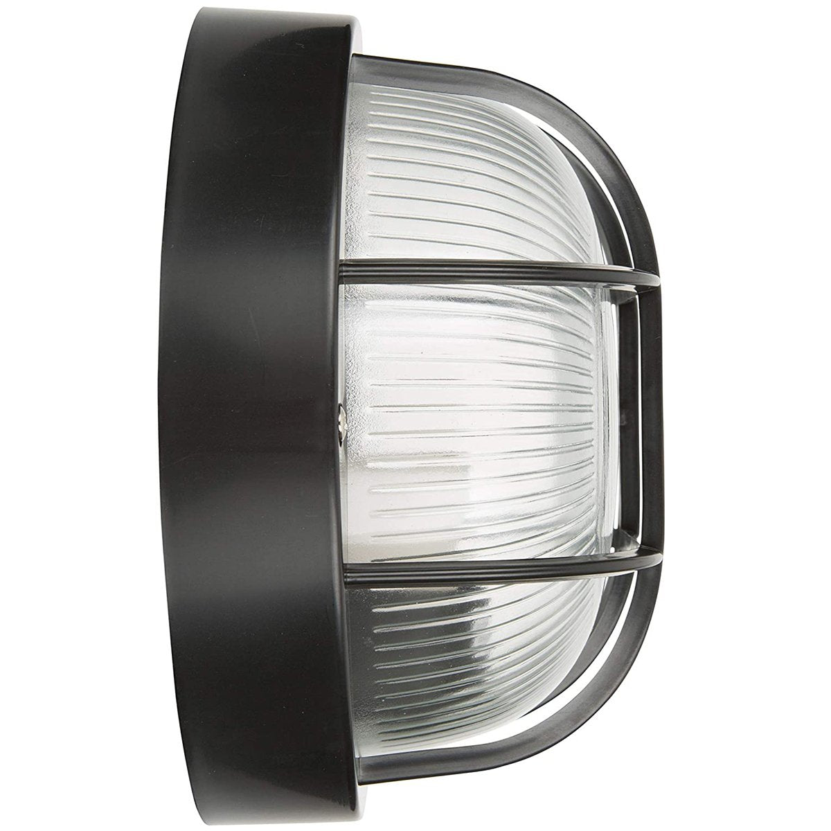 Ronnie cage round bulkhead is an optimal choice for illuminating doorways, patios, porches, driveways, garages, and sheds. Crafted of durable plastic with a glass prismatic diffuser, it offers a timeless aesthetic with reliable performance.