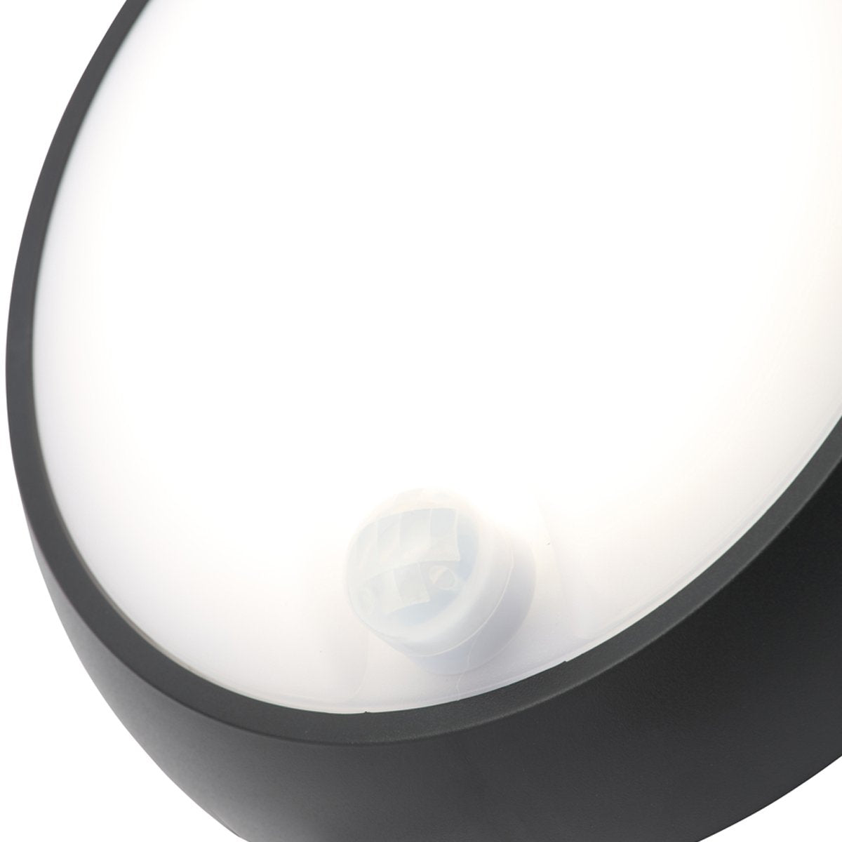 Zara black and white round wall light with motion sensor is an modern simple fitting with a black polycarbonate body and opal diffuser. This stylish wall light is perfect for adding a pinch of modern flavour to doorways, sheds, patios, porch, driveways, garages, sheds, and more. This fitting is IP54 rated which makes it fully weatherproof light fitting.