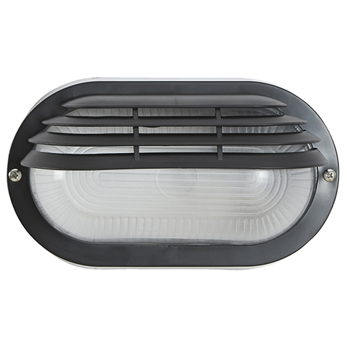 Add an industrial look to your outdoor lighting arrangements with the Bonnie Oval Outdoor Bulkhead Eyelid Wall light. This light features a durable black finish and a slatted eyelid type design that gives a robust feel to the light that looks incredibly stylish. Ideal for coastal areas, this light is also corrosion resistant and protected against most outdoor weather conditions.