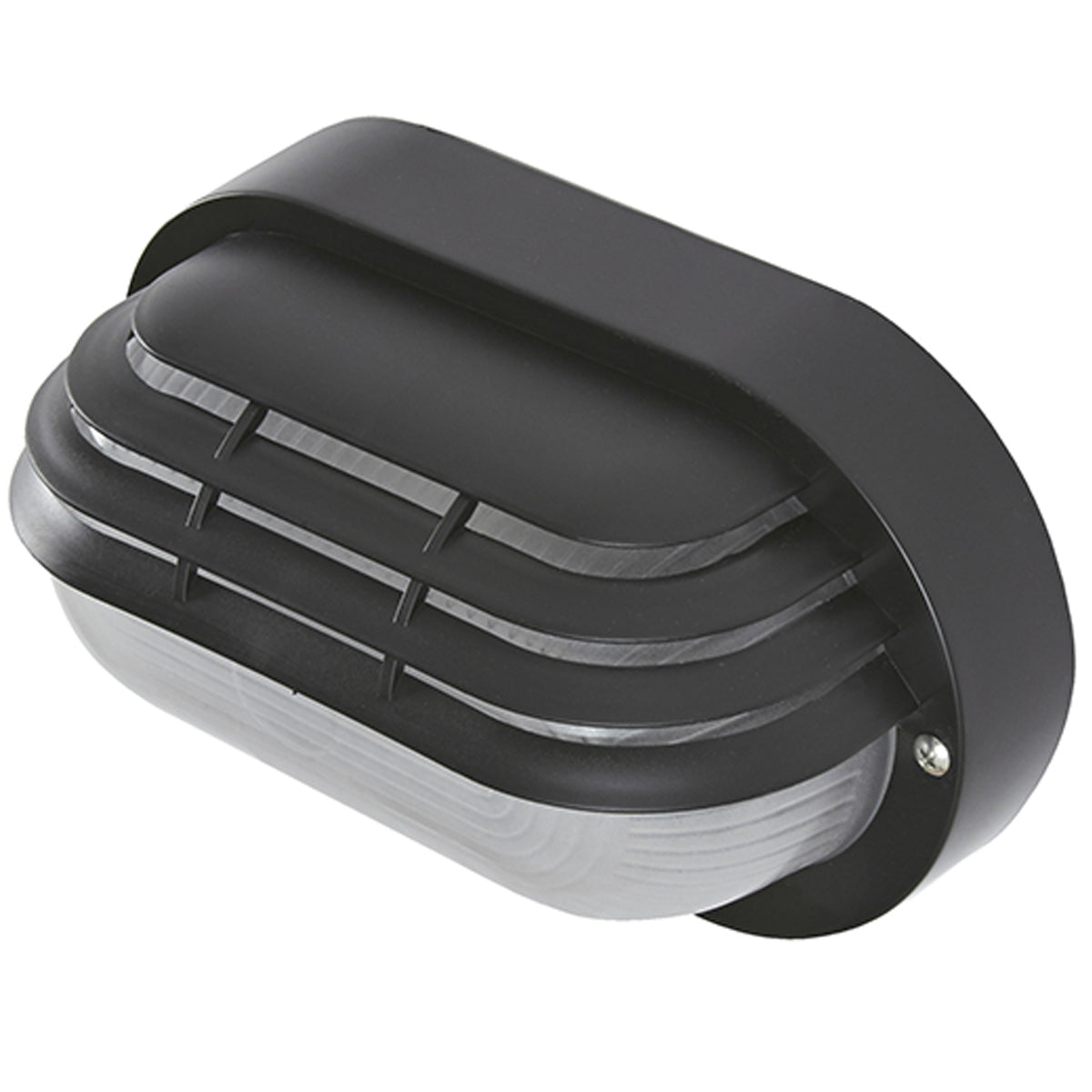 Add an industrial look to your outdoor lighting arrangements with the Bonnie Oval Outdoor Bulkhead Eyelid Wall light. This light features a durable black finish and a slatted eyelid type design that gives a robust feel to the light that looks incredibly stylish. Ideal for coastal areas, this light is also corrosion resistant and protected against most outdoor weather conditions.