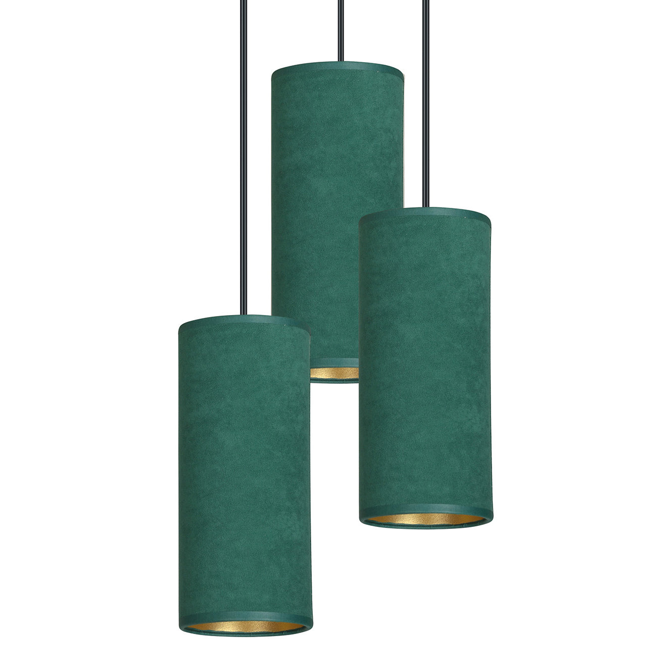 Our Bente is modern and contemporary in its design which is inspired by the industrial trend with a touch of opulence. The shades are made from a luxury green fabric with a golden inner creating a stand out feature for any living, dining or bedroom.