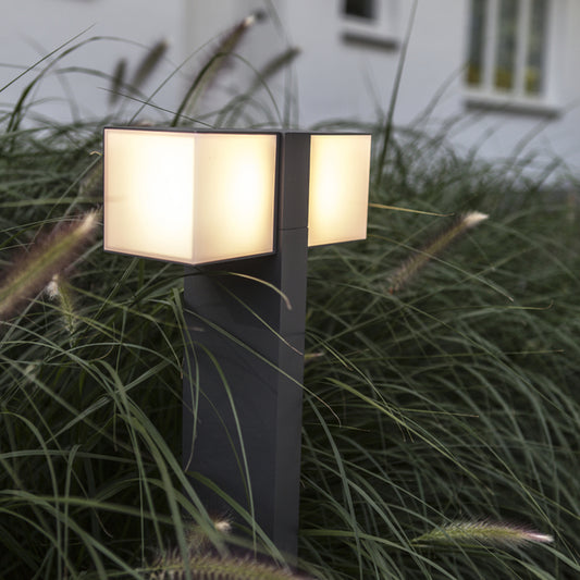 Come browse our Morgan dark grey double cube outdoor post light by CGC Interiors. This cube light installed in your home’s exterior space, creating an atmospheric lighting system for your garden, front door, or driveway to provide style and an extra security solution. The clever construction of this light allows you to adjust the light to your desired style and light output.