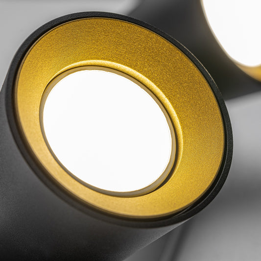 CGC ELLI Black Triple Cylinder Surface Mounted Adjustable Spotlights with a Choice of Black, White or Gold Inner