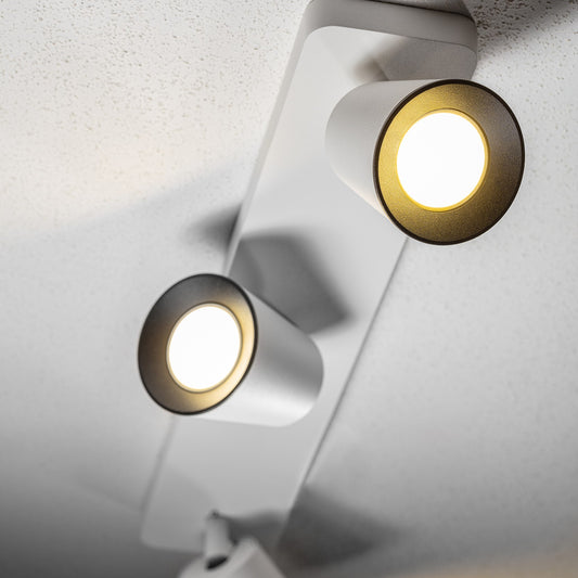 CGC ELLI White Triple Cylinder Surface Mounted Adjustable Spotlights with a Choice of Black or White Inner