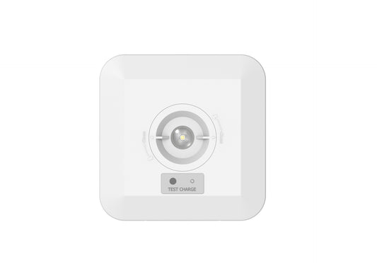 CGC Surface Mount Square White IP65 Emergency Downlight with Changeable Corridor and Open Area Lens