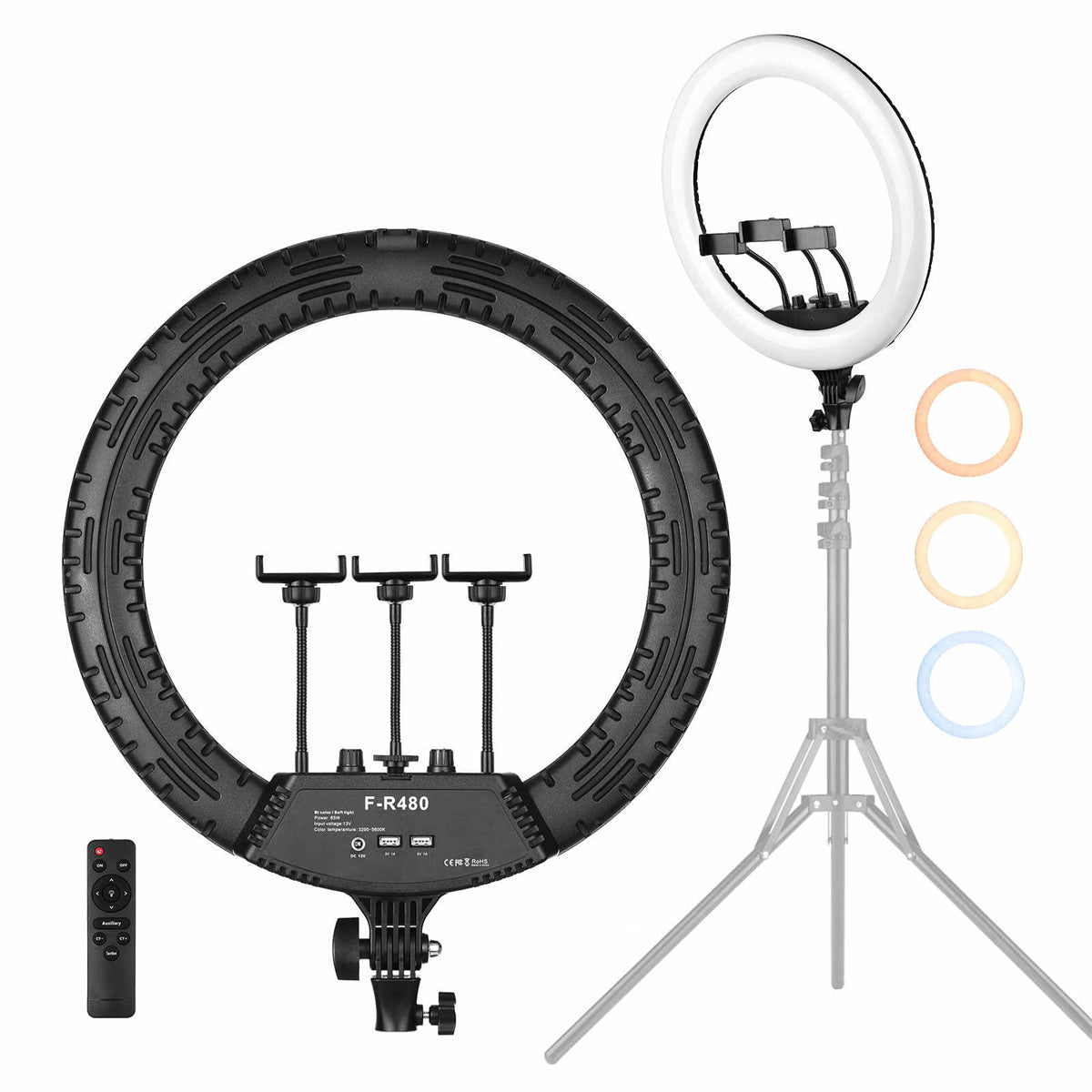 RINGO - CGC 18 Inch LED Professional Ring Light With 5 Phone Holders
