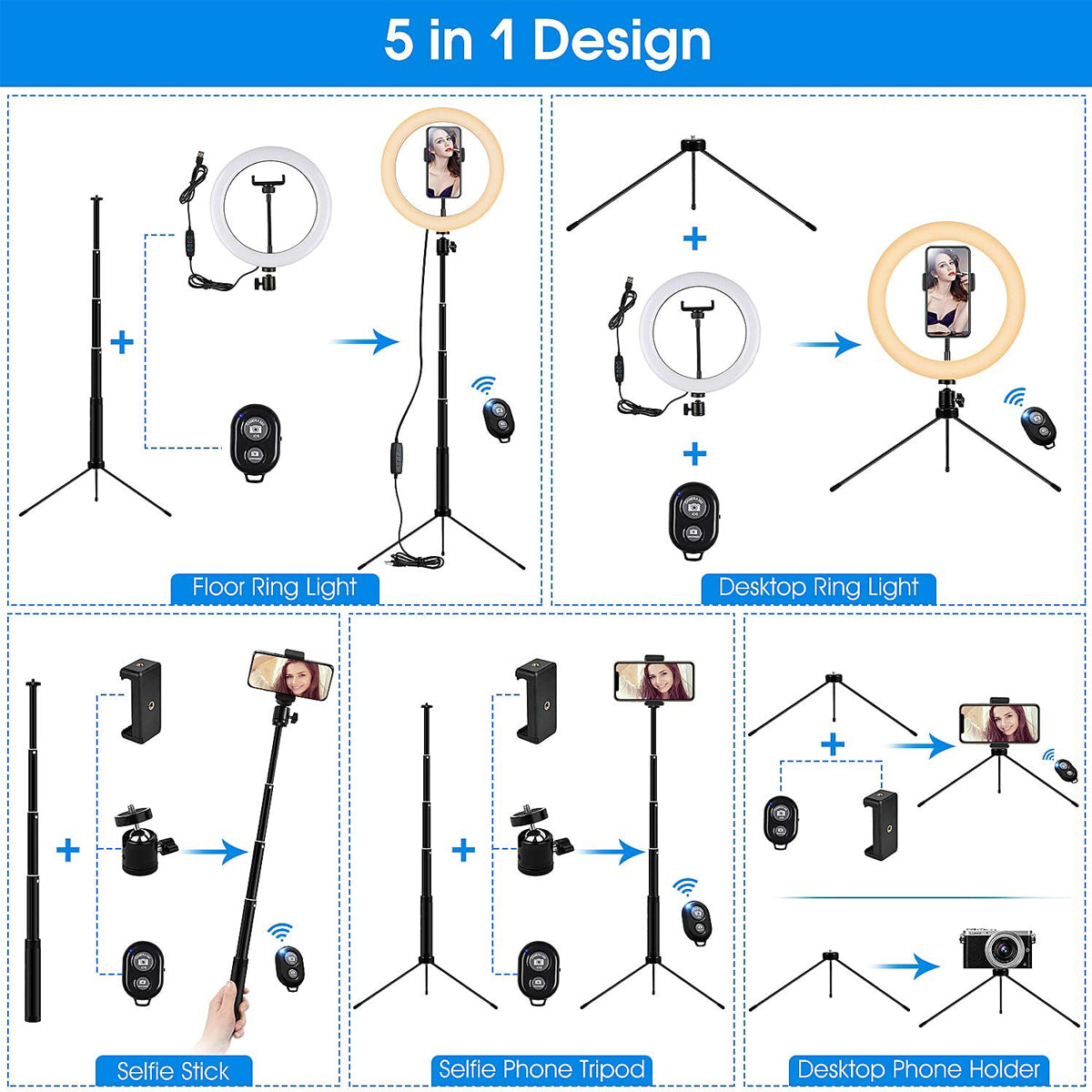 RINGO - CGC 10 Inch LED Ring Light With Detachable Selfie Stick