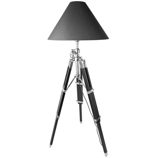 CGC EDITH Black Tripod Floor Lamp With Chrome Detailing