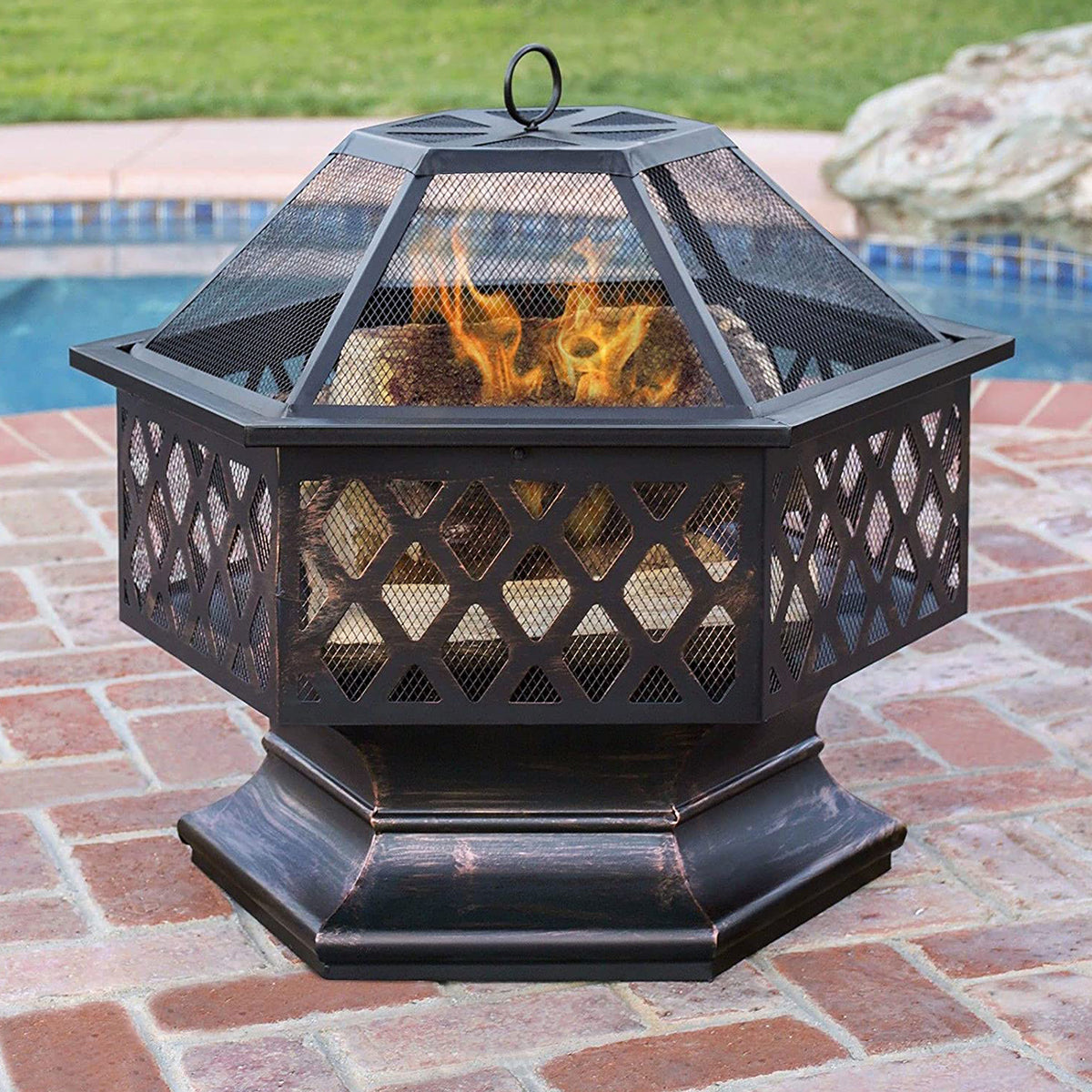 CGC ROSEMARY Hexagonal Large Luxury Fire Pit / Patio Heater / BBQ