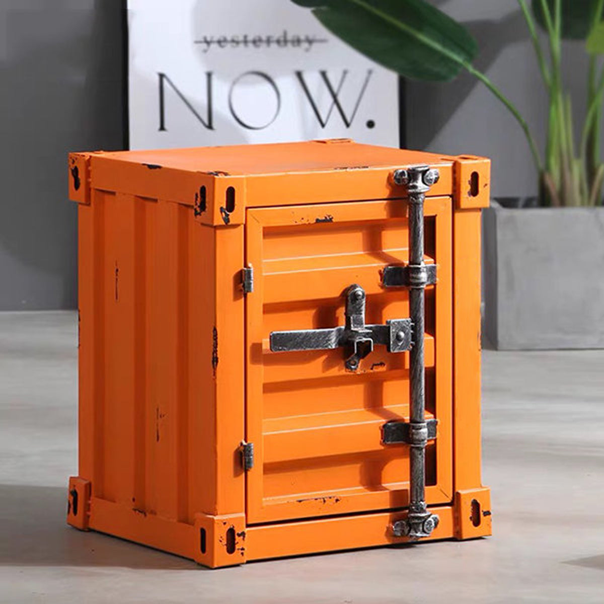 Retro Industrial Style Mini Shipping Container Side Table With Lockabl ...